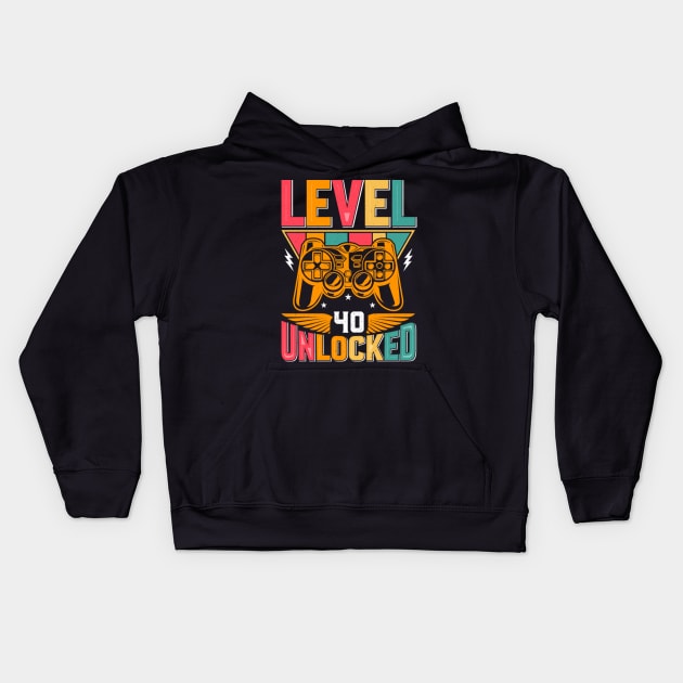 Level 40 Unlocked Awesome Since 1983 Funny Gamer Birthday Kids Hoodie by susanlguinn